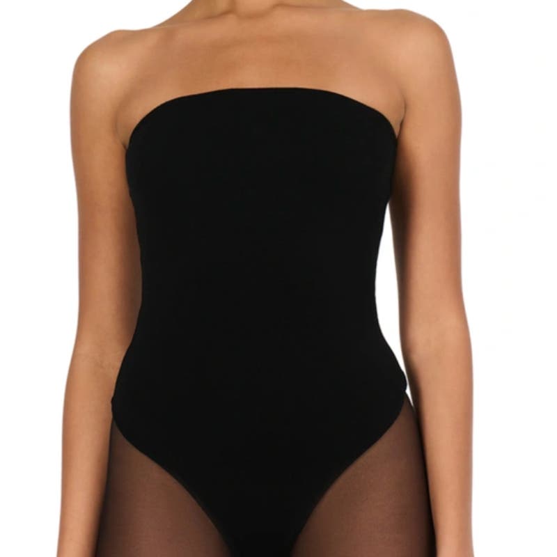 Sleek and Stylish Naked Wardrobe NW Tube Bodysuit - Black, Large