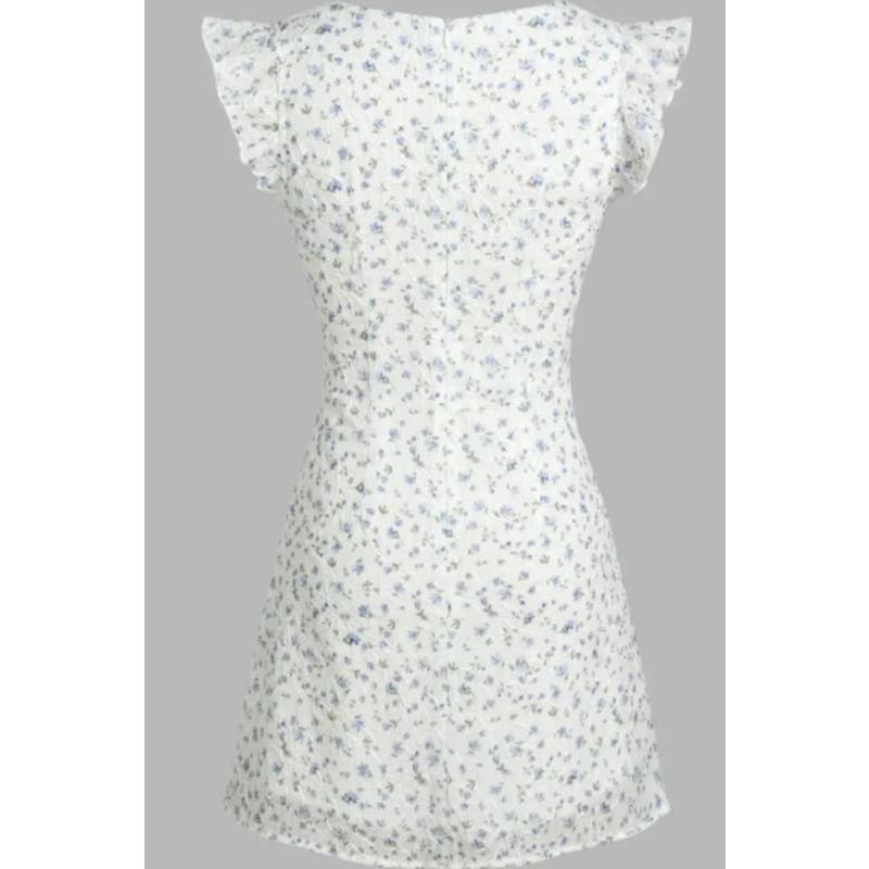 Cider  mini Dress White & Blue Floral | Size Small "Perfect Petite Charm"