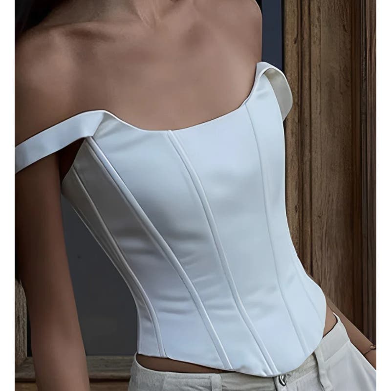 ✨ Commense Ivory Glow Tied Crop Corset Top - Medium - Embrace Elegance with a Modern Twist! ✨