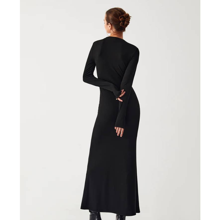 Commense Diagonal Keyhole Long Sleeve Ribbed Dress | Size Small