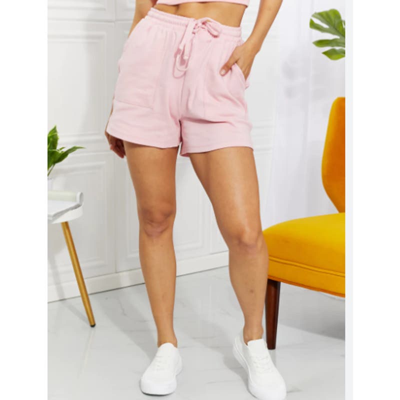 Zenana Full Size  Cotton Drawstring waist with pockets Shorts | Size L