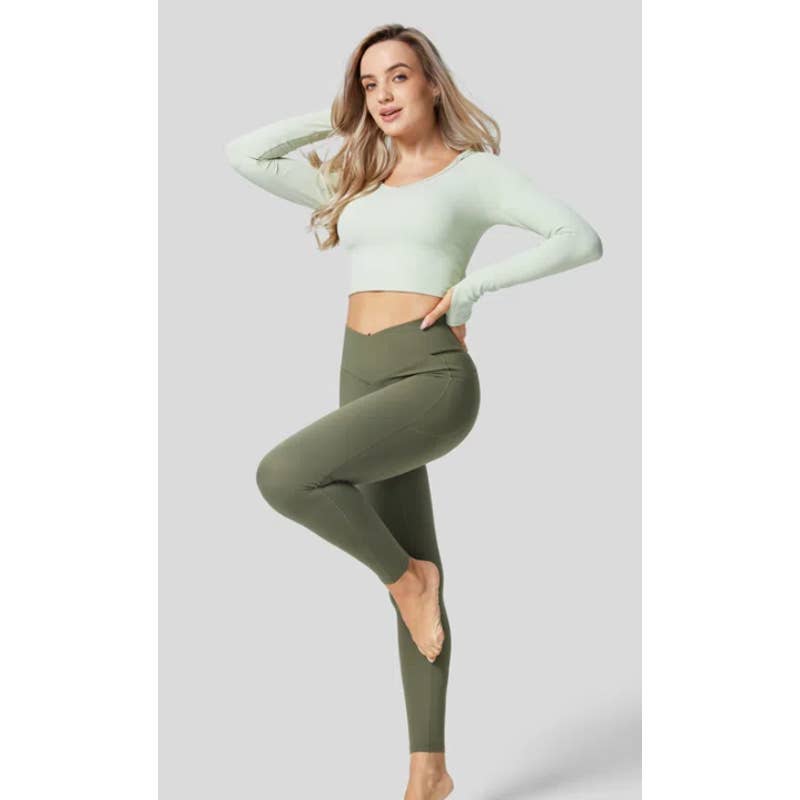 🍃 Halara High-Waisted Tummy Control Leggings in Green - Size Small - Elevate Your Workout Wardrobe