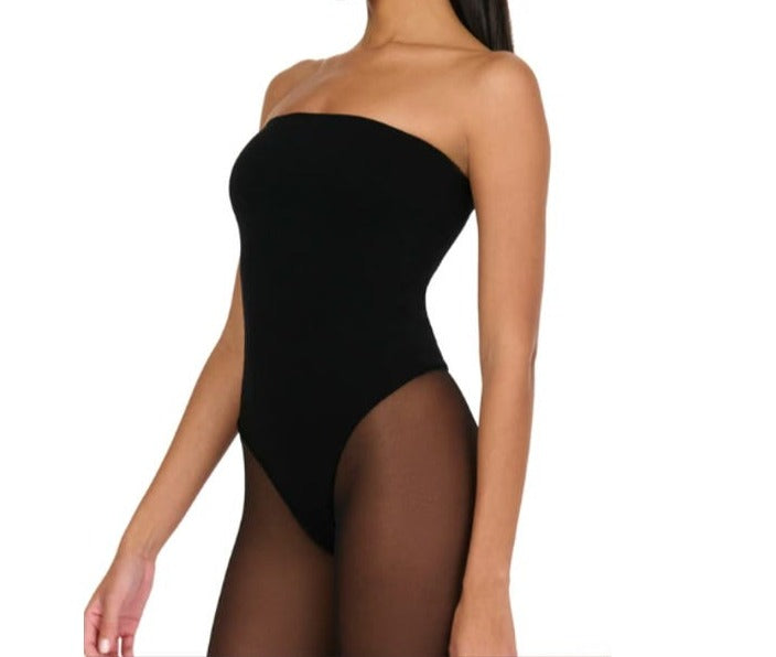 Sleek and Stylish Naked Wardrobe NW Tube Bodysuit - Black, Large