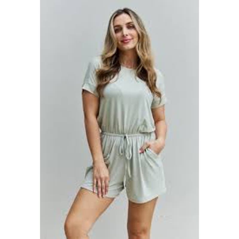 🌿 Zenana Chilled Out Full Size Romper in Light Sage - Size XL - Your Go-To for Effortless Style! 🌿