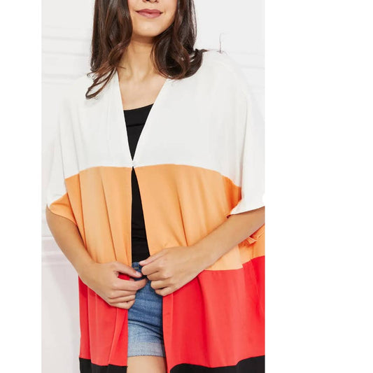🌈 Culture Code Color Block Short Sleeve Cardigan - Large - A Splash of Colors for Your Wardrobe! 🌈