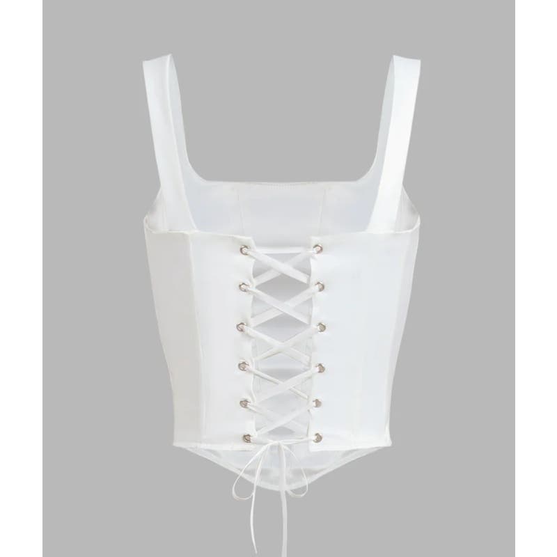 ✨ Commense Ivory Glow Tied Crop Corset Top - Medium - Embrace Elegance with a Modern Twist! ✨