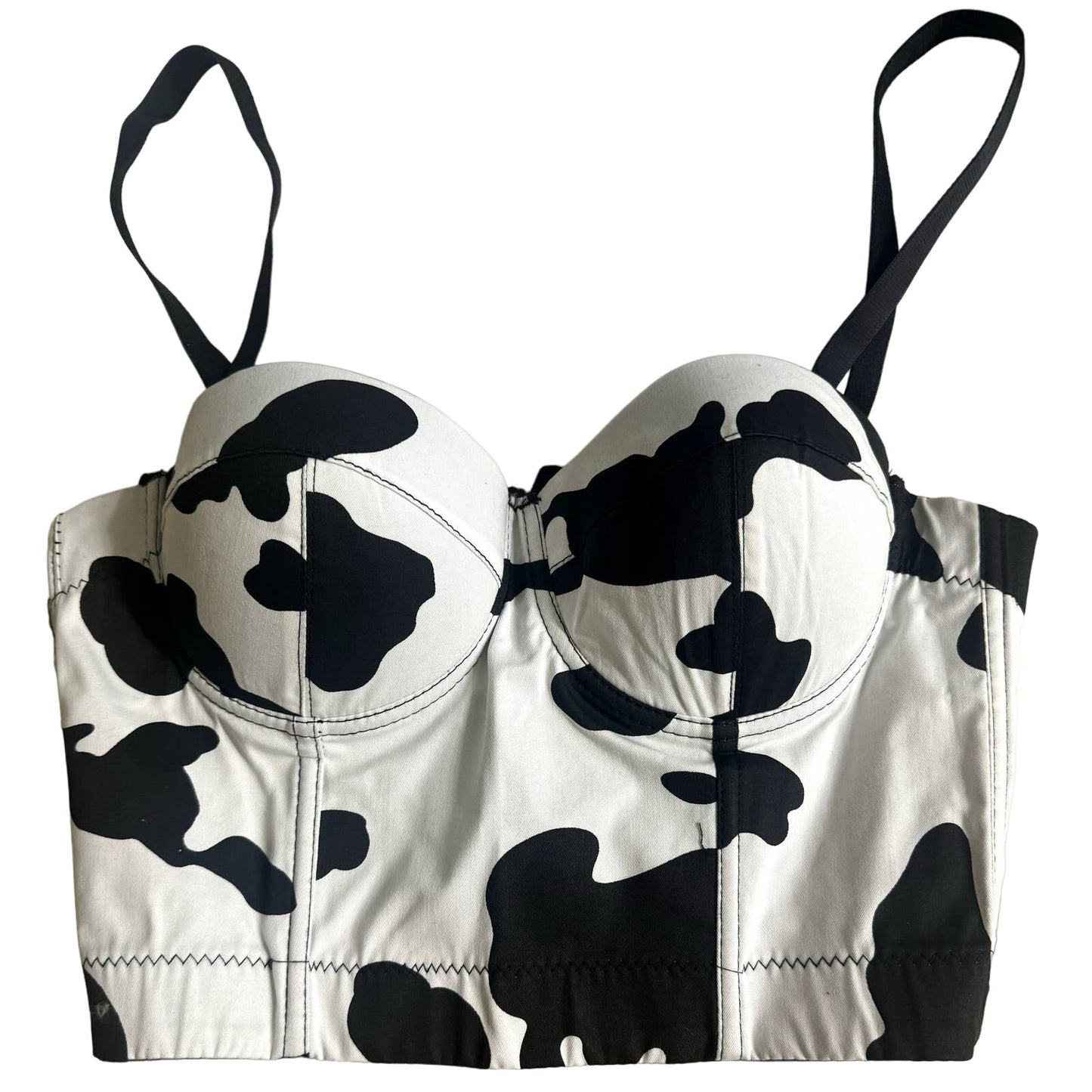 Cow Print Corset Crop Top | Micas| Size Small