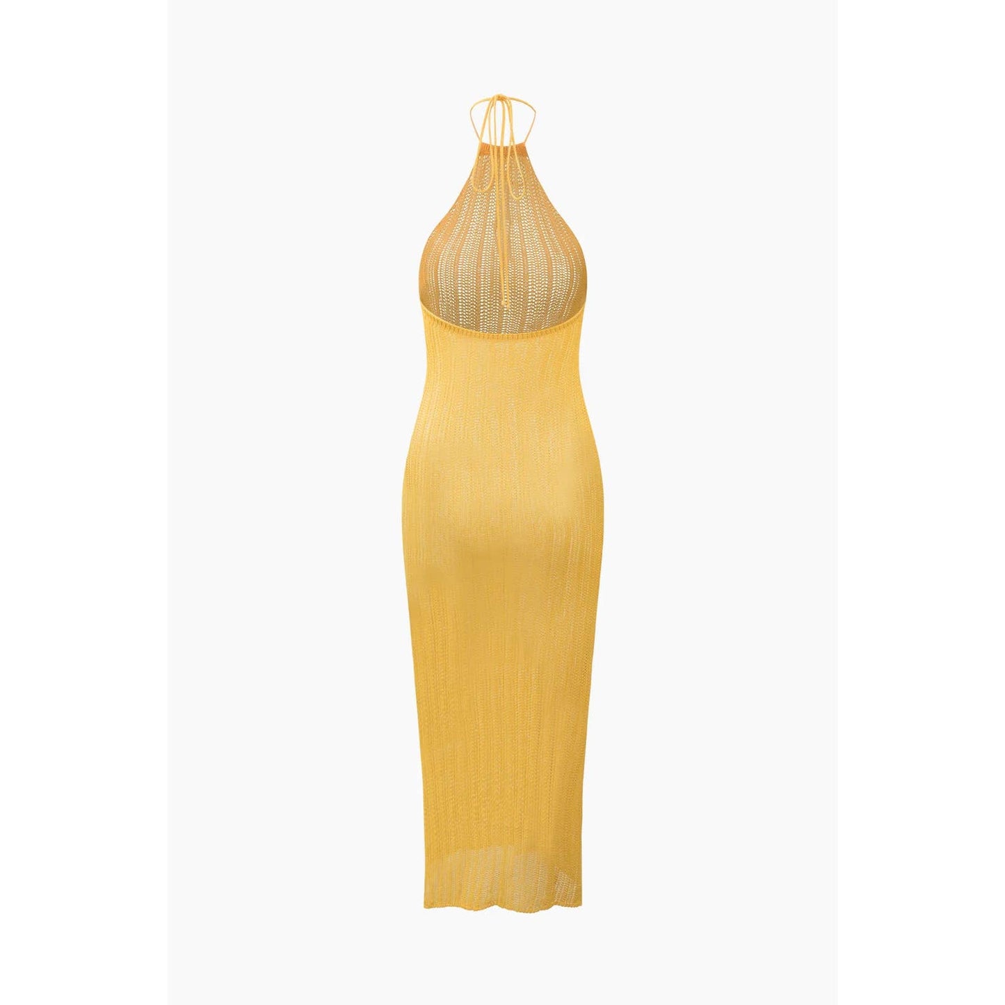 🍋 Micas Lemon Halter Knit Backless Cover-up Dress - Medium - A Zest of Elegance for Your Wardrobe! 🍋