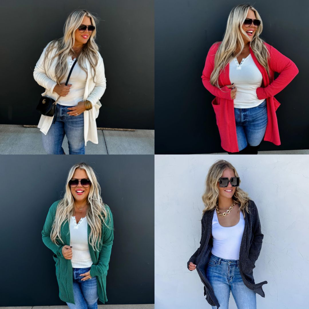 Winter Reese Ribbed Cardigan in Four Colors