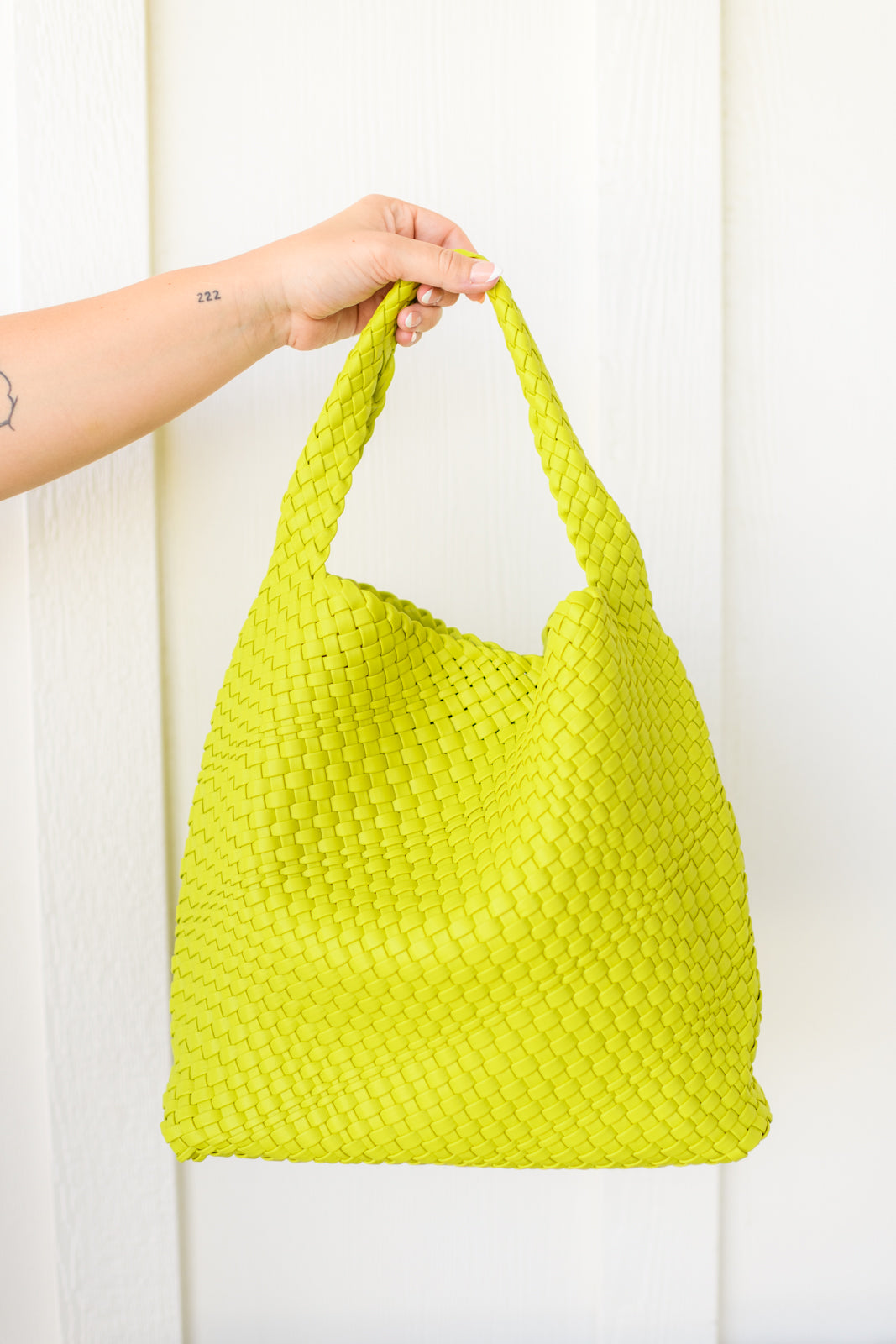 Woven and Worn Tote in Citron