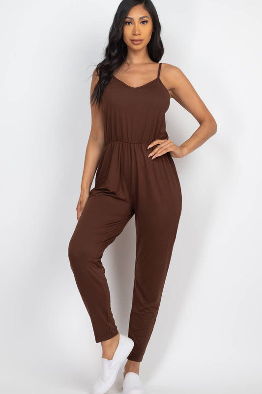 Solid Spaghetti Strap Jumpsuit