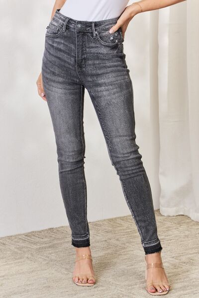 Judy Blue Full Size High Waist Tummy Control Release Hem Skinny Jeans